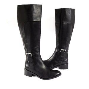 Cole Haan Fabrizia Black Leather Tall Riding Boots